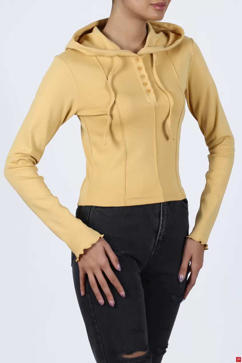 هودی زنانه کلاهدار اسلیم مشکی جی پی ای JPA کد 02110