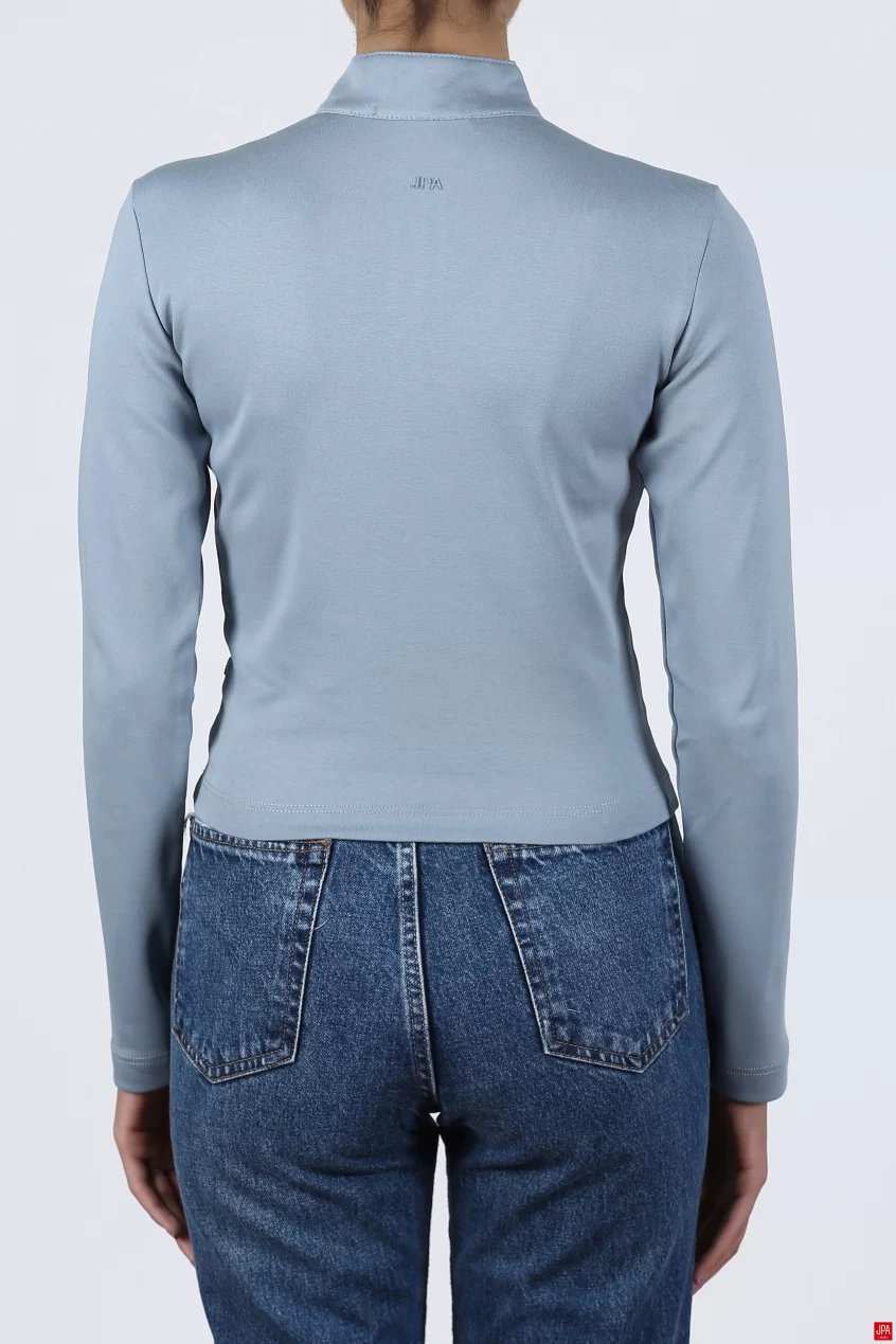 بلوز زنانه نیم زیپ اسلیم مشکی جی پی ای JPA کد 02113