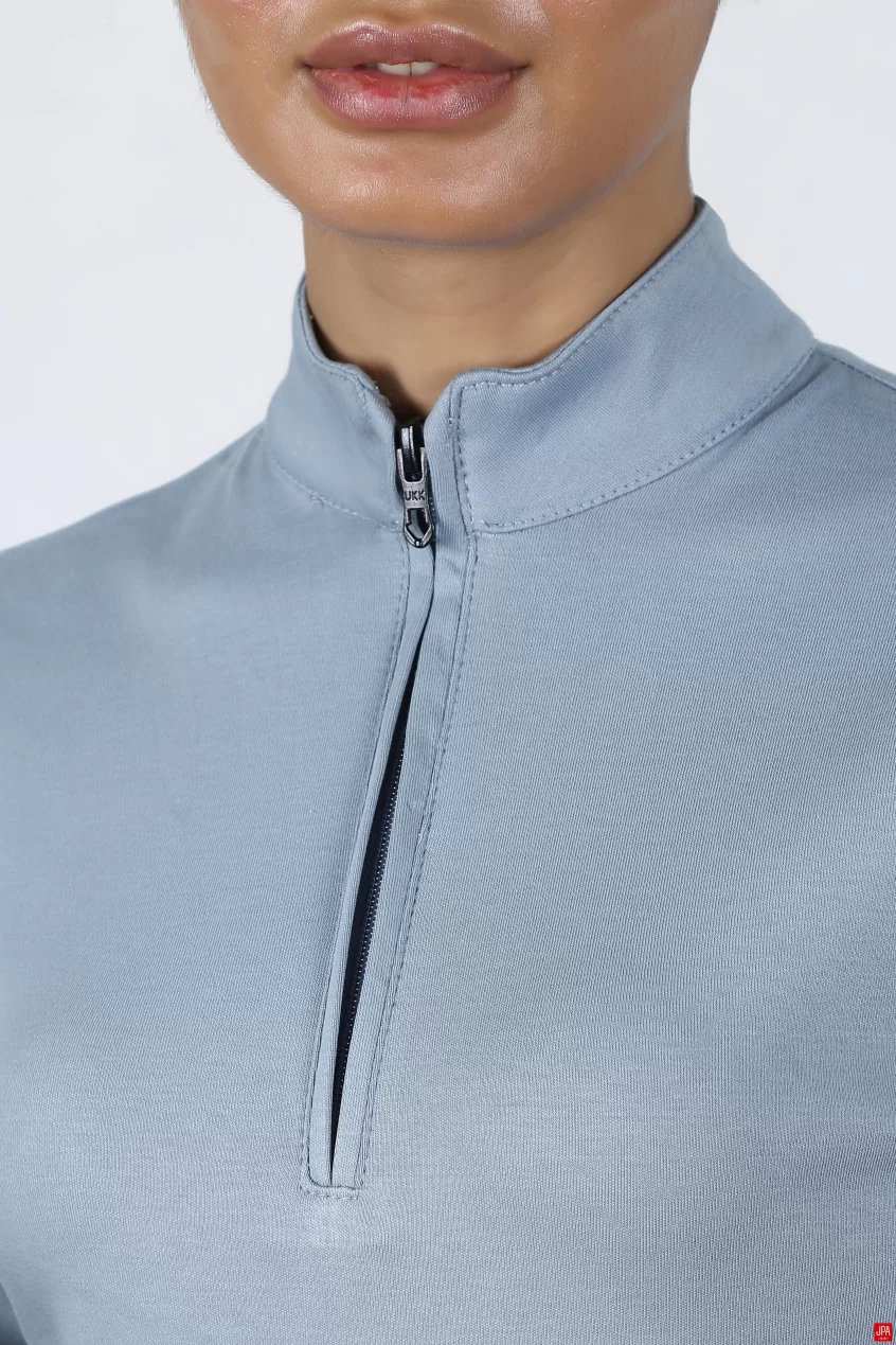 بلوز زنانه نیم زیپ اسلیم مشکی جی پی ای JPA کد 02113