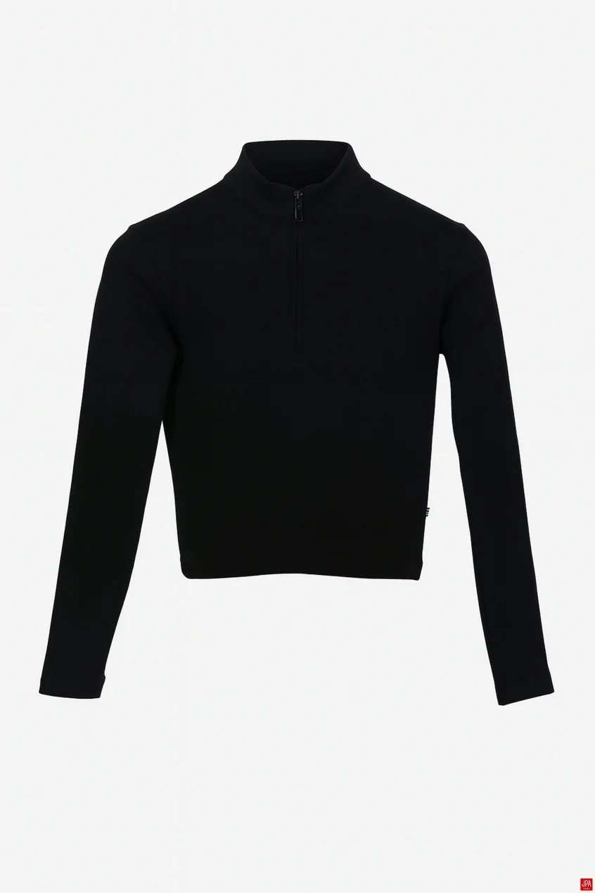بلوز زنانه نیم زیپ اسلیم مشکی جی پی ای JPA کد 02113