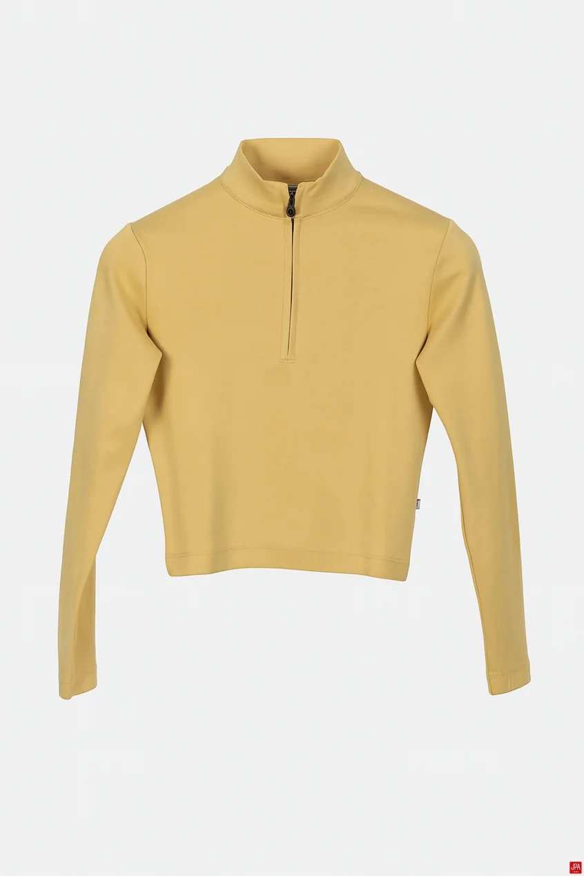 بلوز زنانه نیم زیپ اسلیم مشکی جی پی ای JPA کد 02113