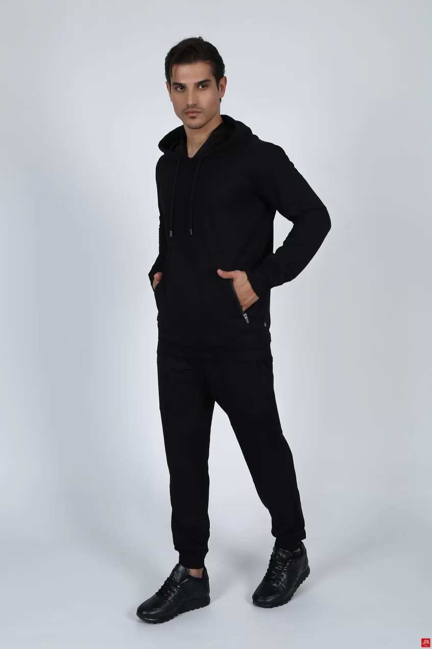 ست هودی و شلوار مردانه مشکی جی پی ای JPA کد 02164