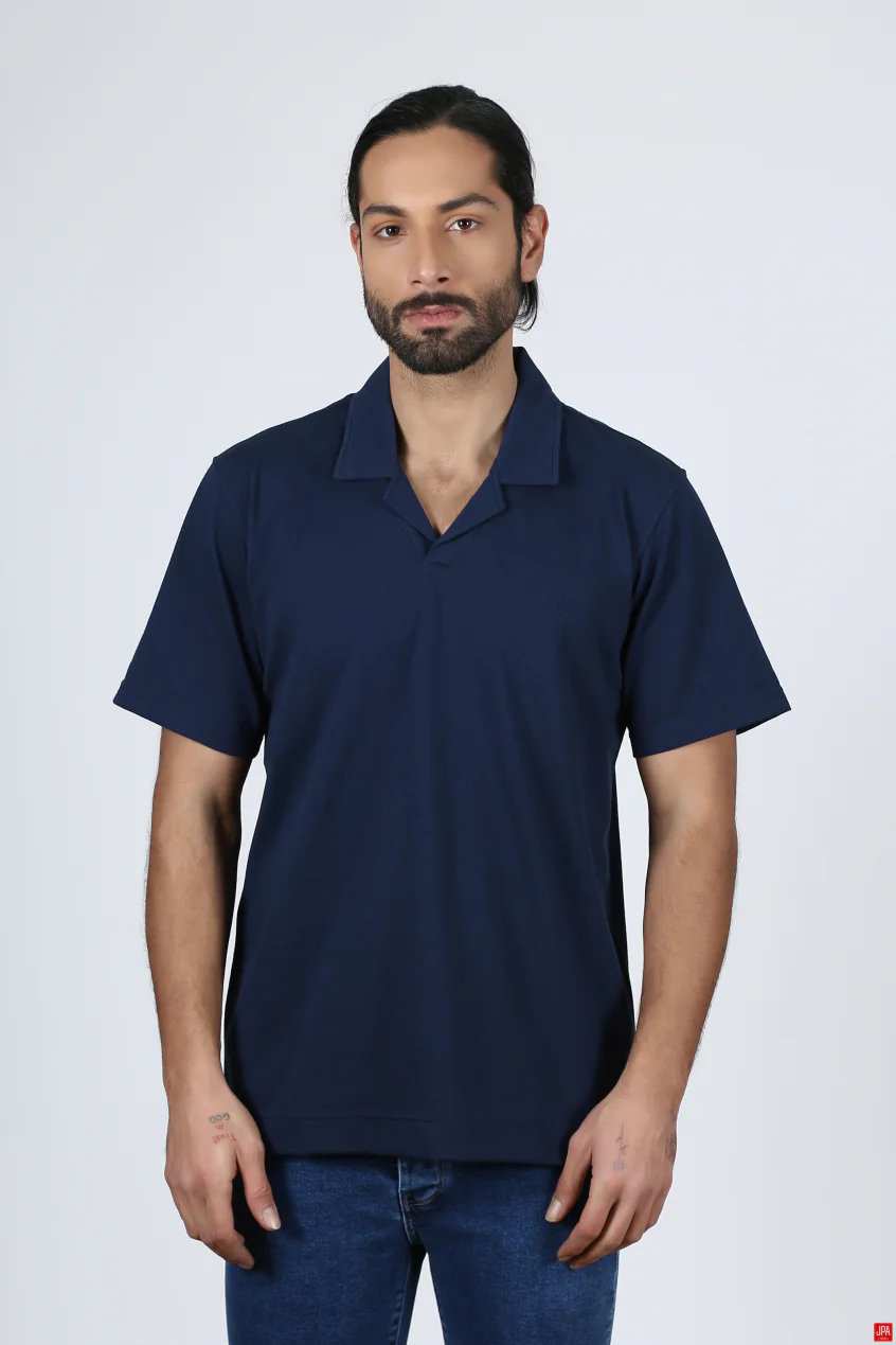 تی شرت مردانه یقه انگلیسی مشکی جی پی ای JPA کد 02325
