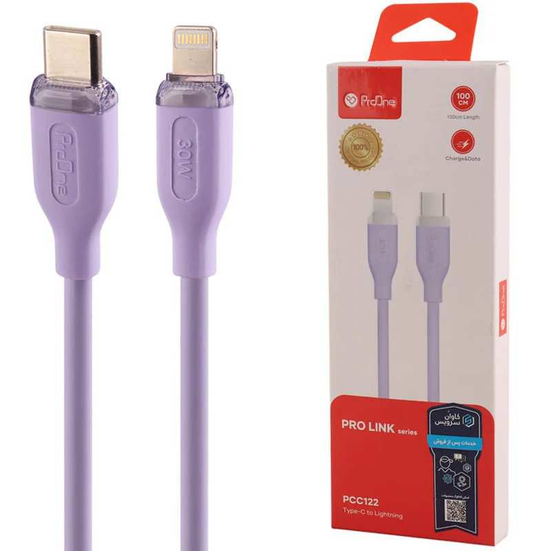 کابل تبدیل USB-C به لایتنینگ پرووان مدل PCC122 به طول 1 متر