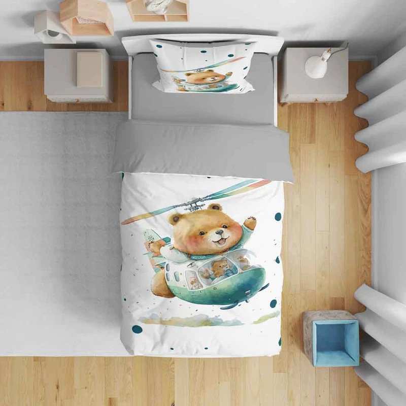 روتختی کودک طرح خرس و هلیکوپتر مدل T5943 نوپه هوم