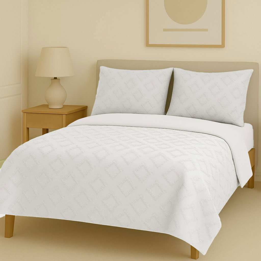 سرویس روتختی کاوری مینیمال طرح برجسته لوزی ریز نوپه هوم