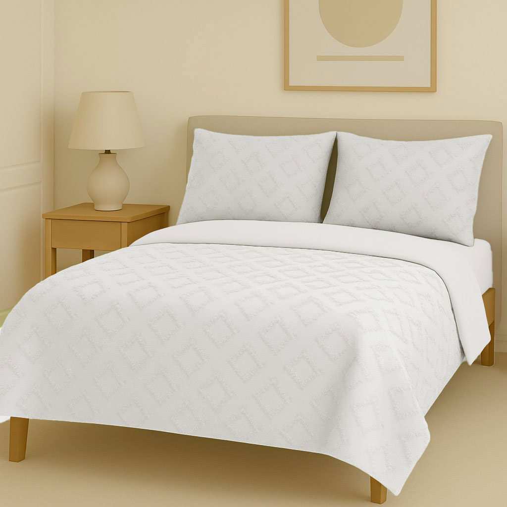 سرویس روتختی کاوری مینیمال طرح برجسته لوزی ریز نوپه هوم