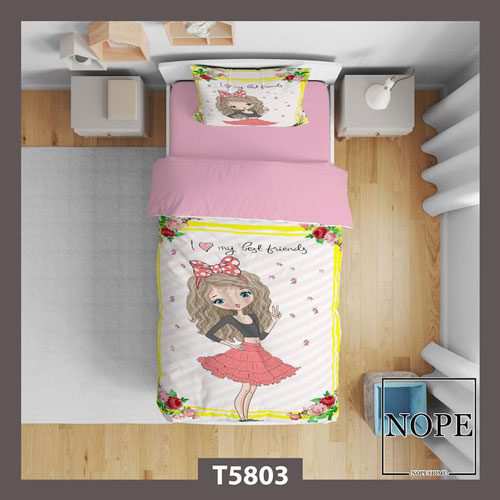 روتختی کودک طرح دختر مو فرفری مدل T5803 نوپه هوم