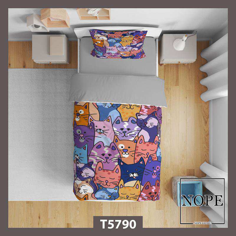 روتختی کودک طرح پترن کودکانه گربه مدل T5790 نوپه هوم