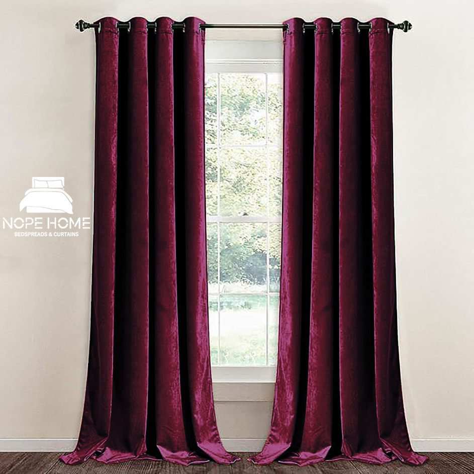 پرده آماده مخمل ویولت نوپه هوم