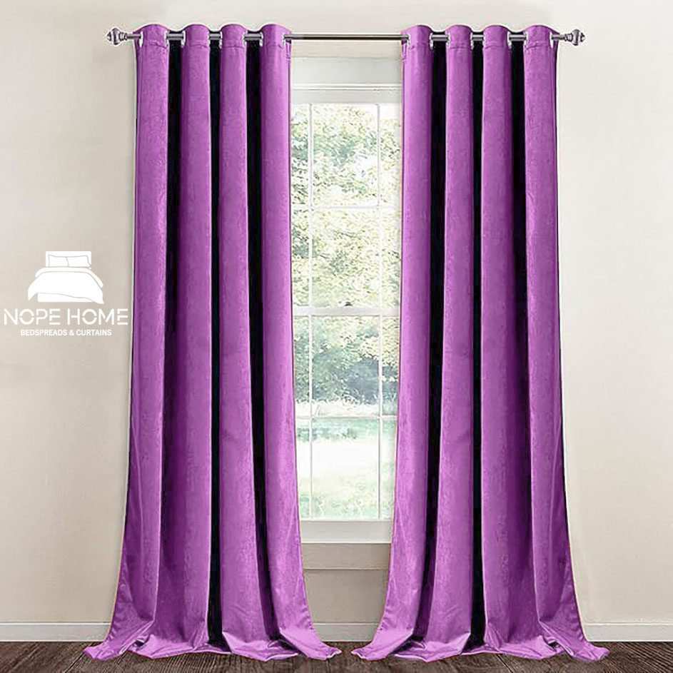 پرده آماده مخمل ویولت نوپه هوم