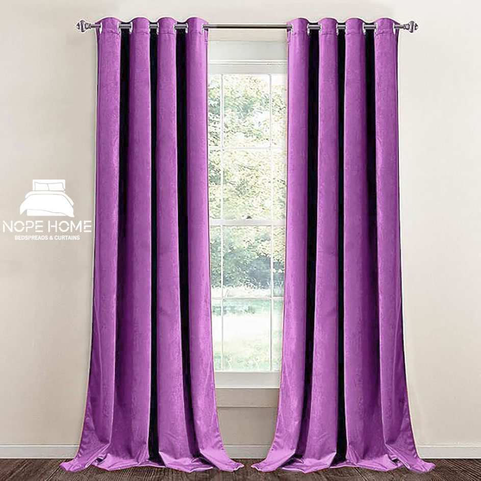 پرده آماده مخمل ویولت نوپه هوم