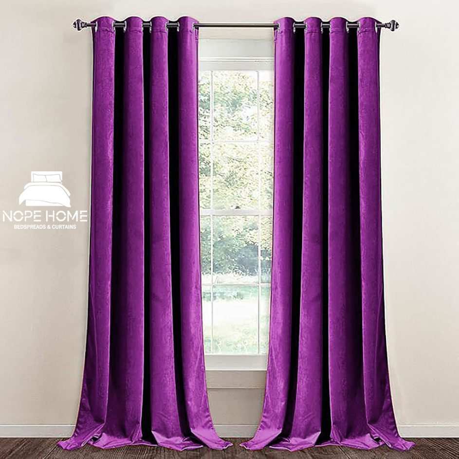 پرده آماده مخمل ویولت نوپه هوم