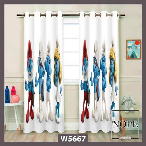 پرده کودک طرح اسمورف ها مدل W5667 نوپه هوم