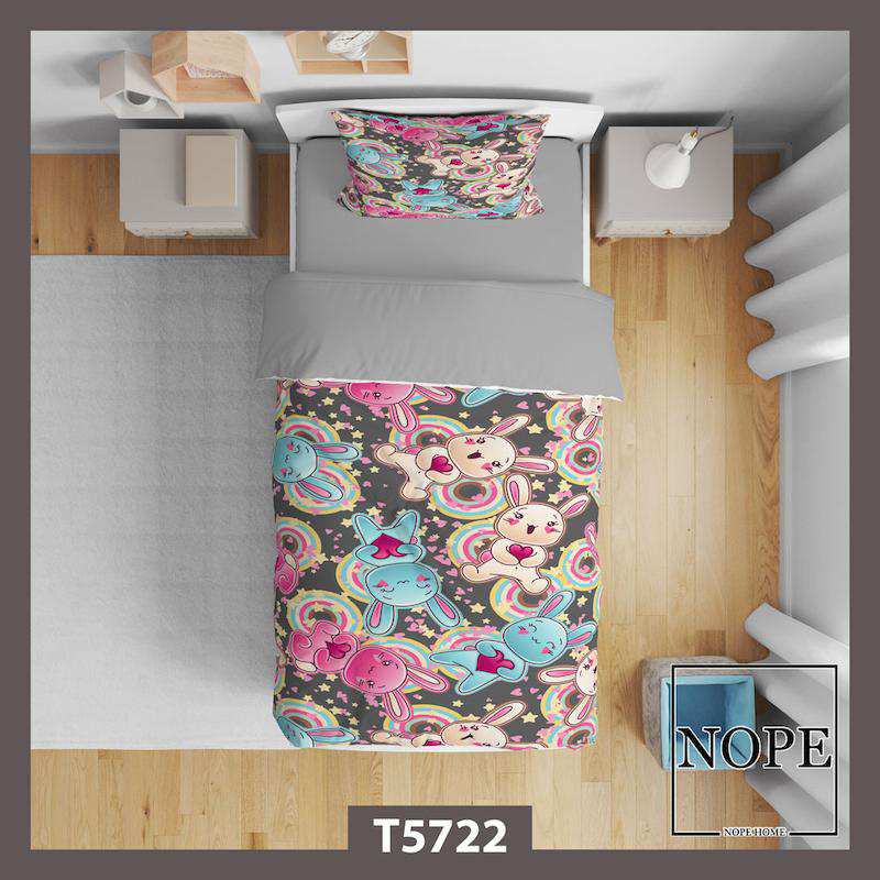 روتختی کودک طرح خرگوش رنگین کمانی مدل T5722 نوپه هوم