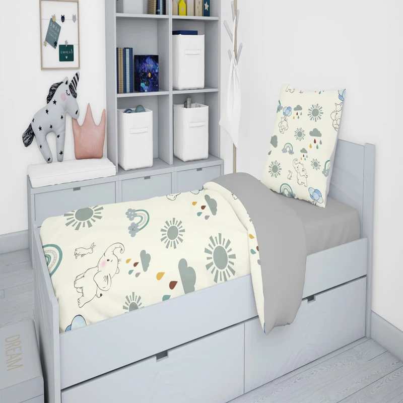 روتختی کودک طرح فیل و رنگین کمان مدل T4546 نوپه هوم