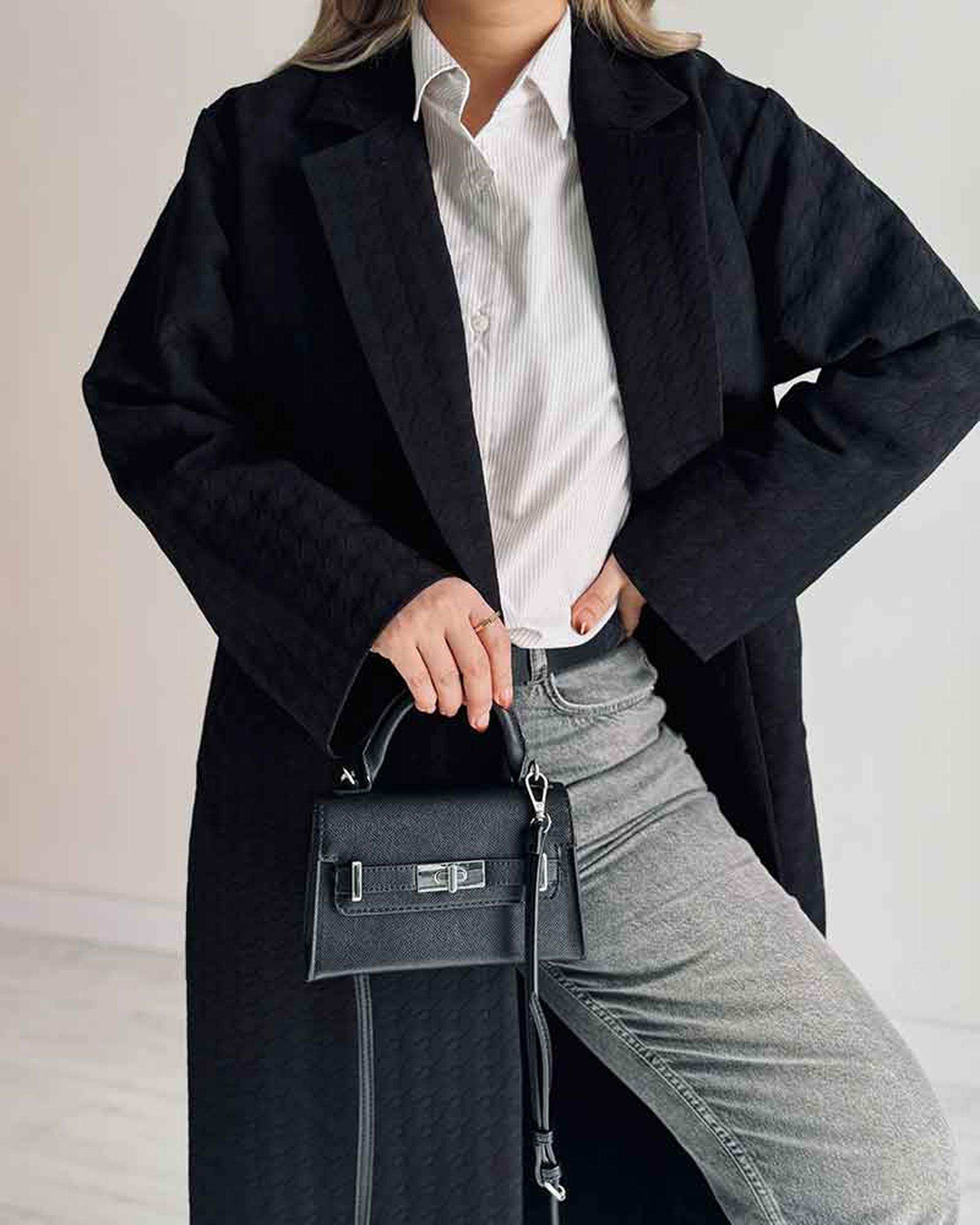 مانتو زنانه ژاکارد مشکی آماهی Amahi مدل Feel کد AA100