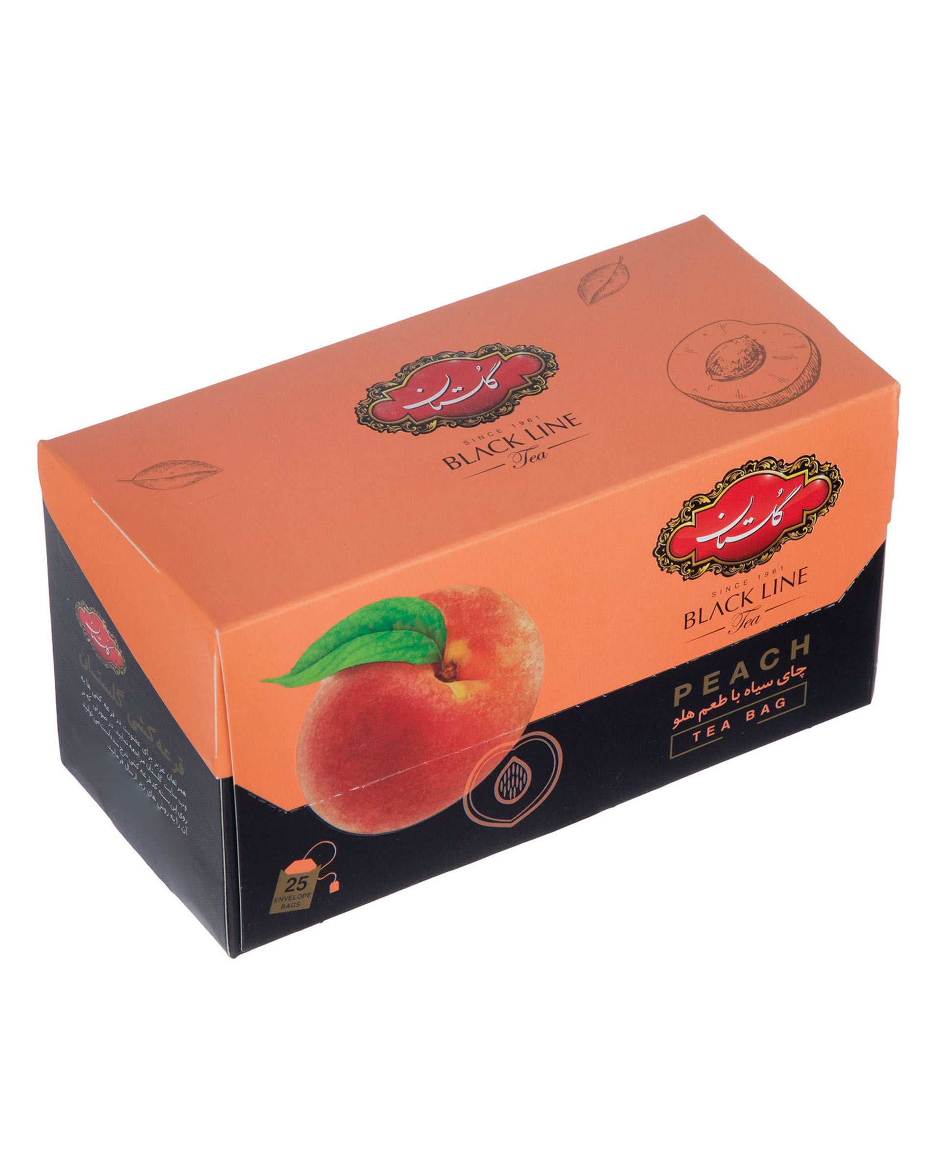 چای کیسه ای با طعم هلو گلستان بسته 25 عددی
