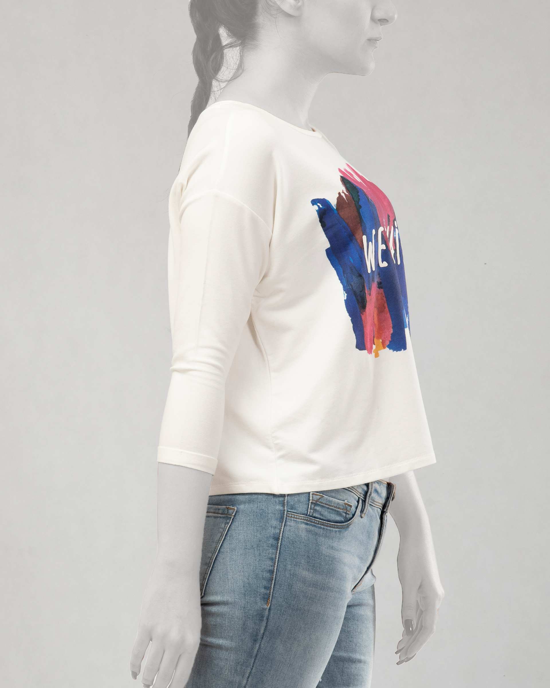 تی شرت زنانه یقه گرد سفید Pull&Bear