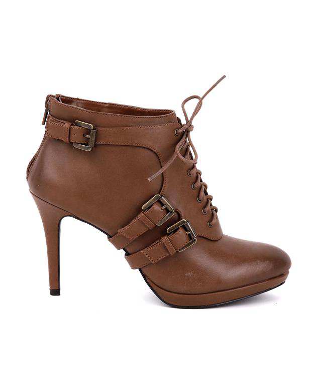 نیم بوت پاشنه بلند زنانه قهوه ای CHARLES & KEITH