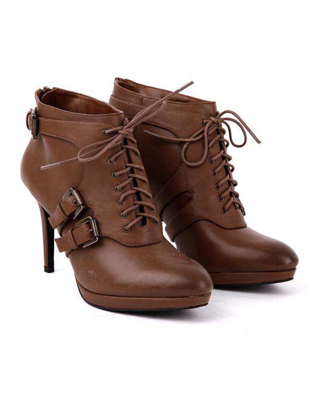 نیم بوت پاشنه بلند زنانه قهوه ای CHARLES & KEITH