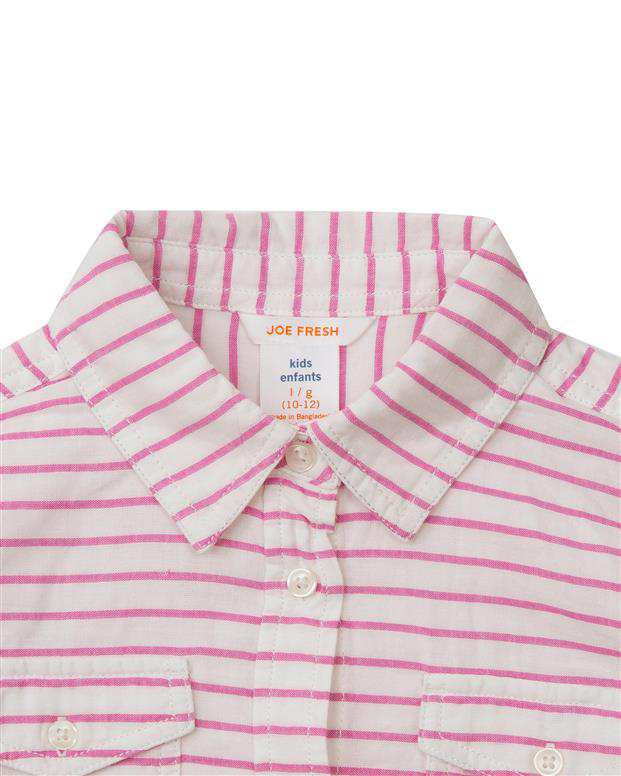 شومیز راه راه دخترانه صورتی سفید Joe Fresh