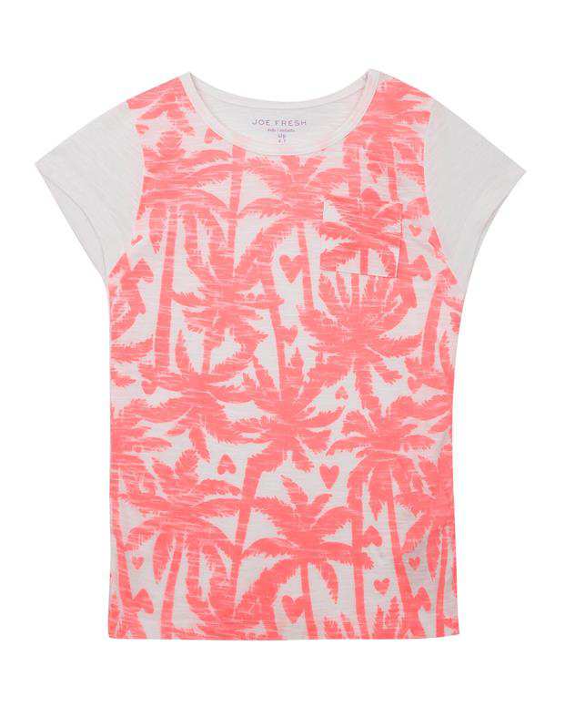 بلوز طرح نخل دخترانه سفید گلبهی Joe Fresh