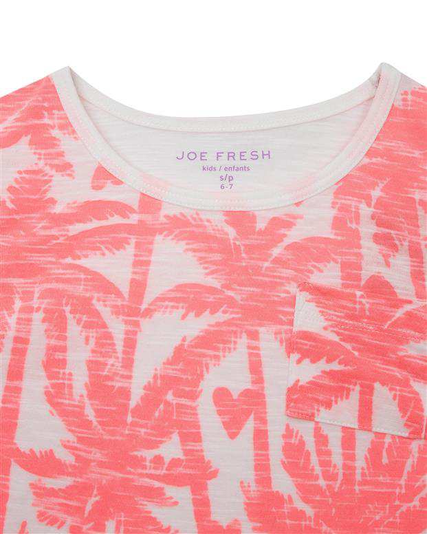 بلوز طرح نخل دخترانه سفید گلبهی Joe Fresh