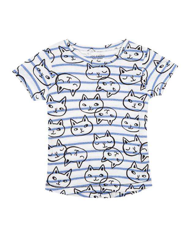 تی شرت نخی دخترانه شیری آبی Joe Fresh