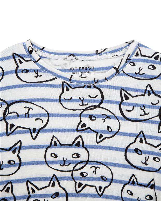 تی شرت نخی دخترانه شیری آبی Joe Fresh