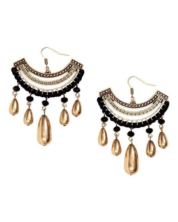 گوشواره آویز زنانه مشکی طلایی H&M