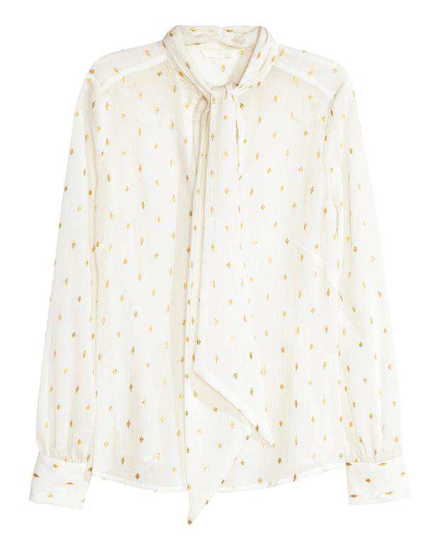 شومیز طرح لوزی زنانه شیری H&M