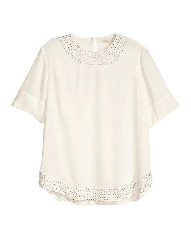بلوز نگین‌دار زنانه شیری H&M