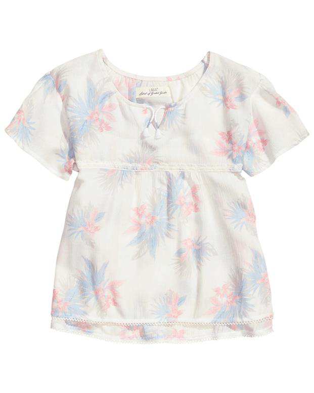 بلوز طرح گل دخترانه سفید H&M