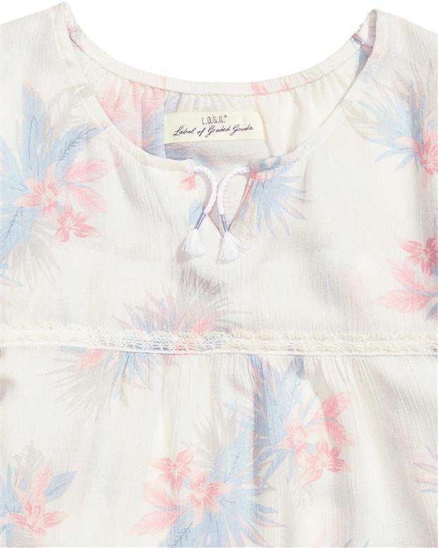 بلوز طرح گل دخترانه سفید H&M