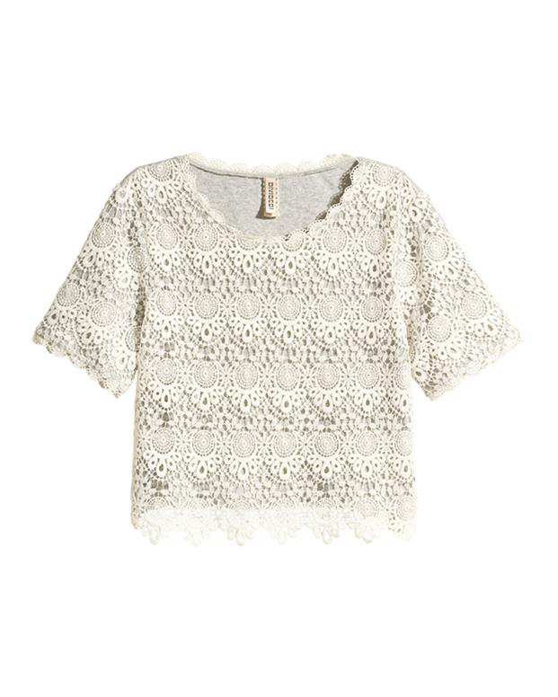 بلوز گیپور زنانه سفید خاکستری H&M