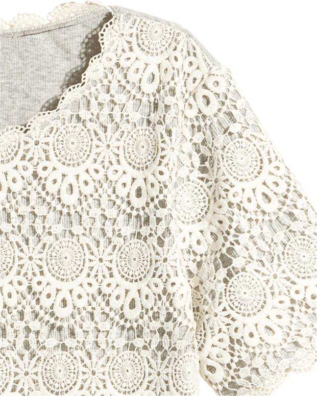 بلوز گیپور زنانه سفید خاکستری H&M