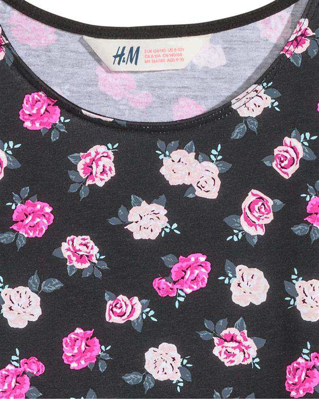 پیراهن گلدار دخترانه مشکی H&M