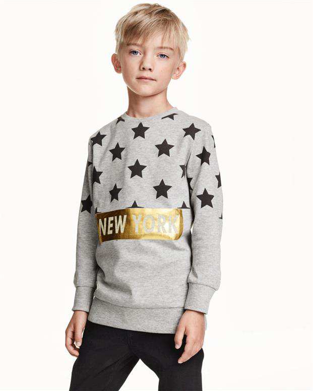 بلوز طرح ستاره پسرانه طوسی H&M