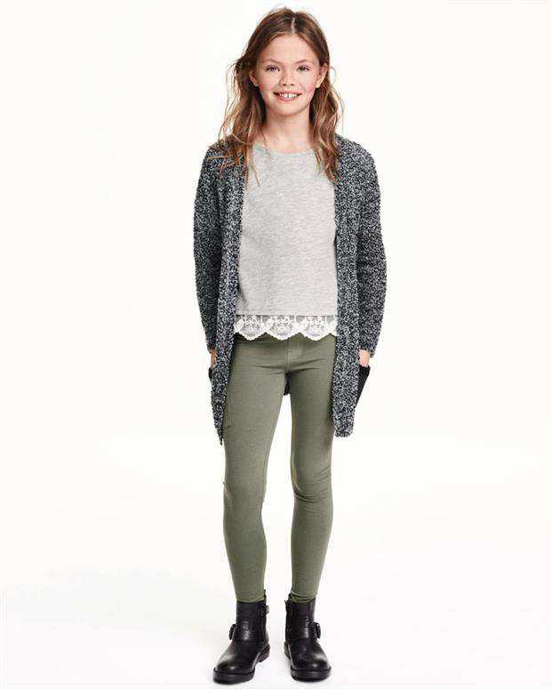 شلوار نخی دخترانه سبز سدری H&M
