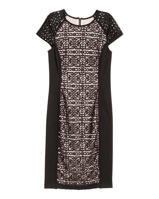 پیراهن گیپور زنانه مشکی کرم H&M