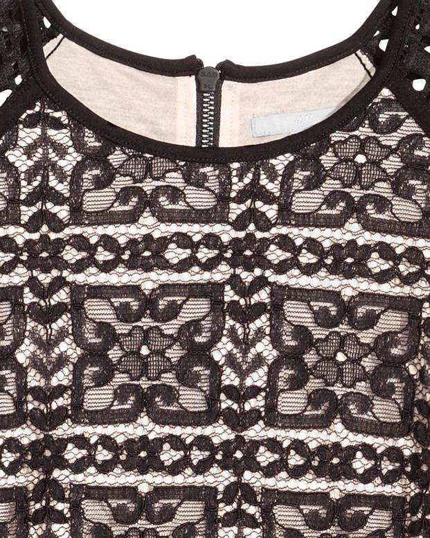 پیراهن گیپور زنانه مشکی کرم H&M