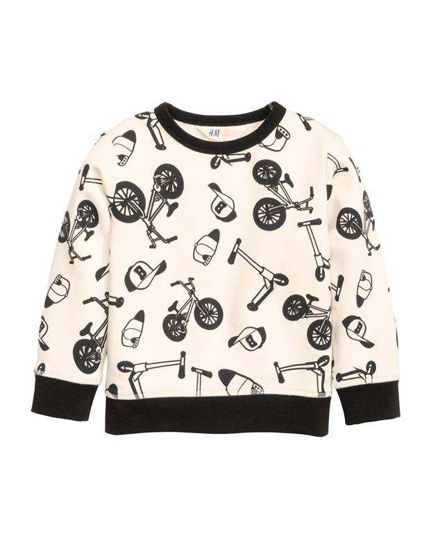 سویشرت طرح دوچرخه پسرانه شیری H&M