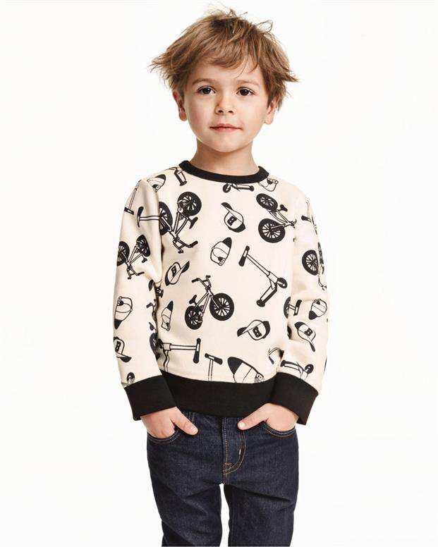 سویشرت طرح دوچرخه پسرانه شیری H&M