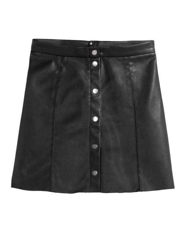دامن چرم زنانه مشکی H&M