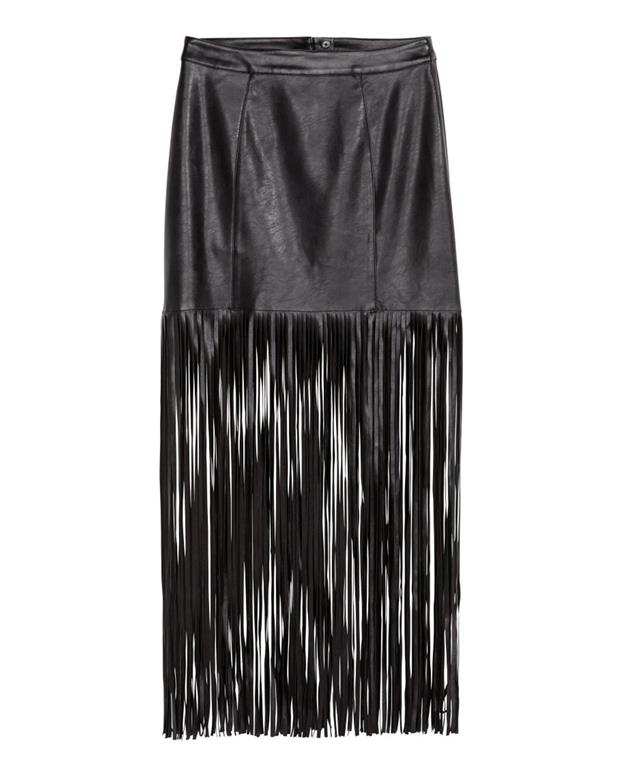 دامن چرم زنانه مشکی H&M