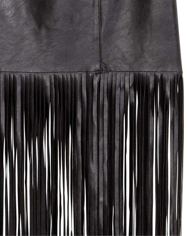 دامن چرم زنانه مشکی H&M