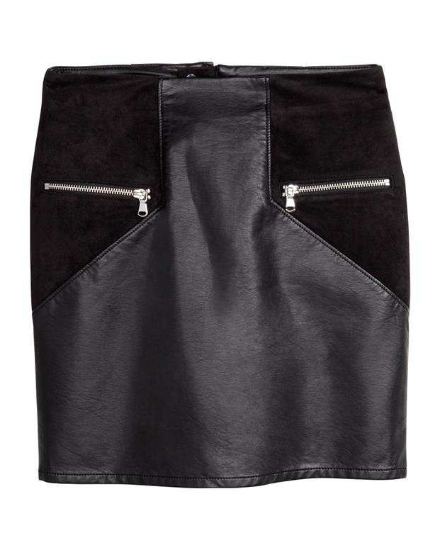 دامن چرم زنانه مشکی H&M