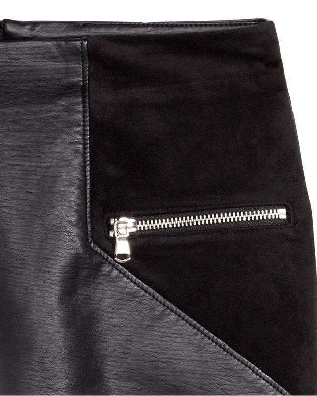 دامن چرم زنانه مشکی H&M