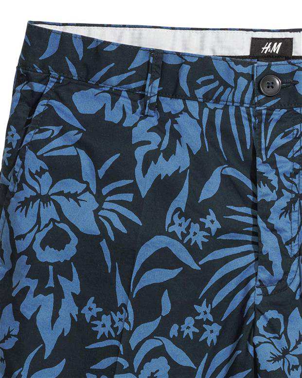 شلوارک طرح هاوایی مردانه سرمه‌ای آبی H&M